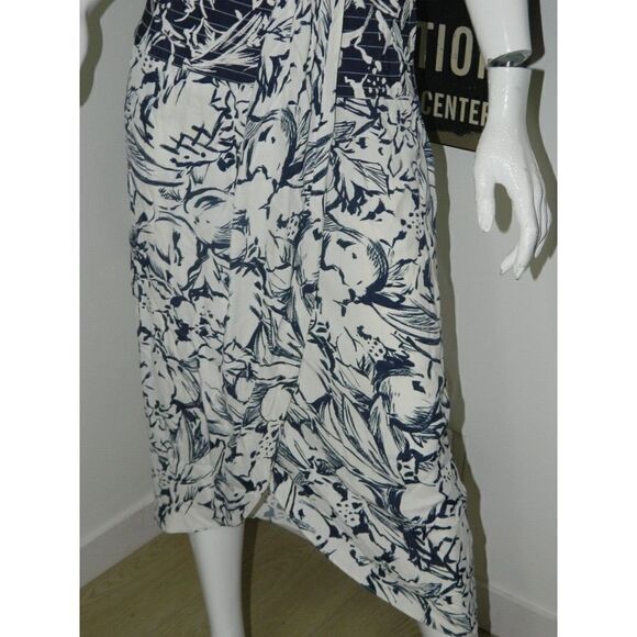 Barbara Barbara Dress Size Large Vintage‎ Blue White 80s Party Faux Wrap Dress - Picture 6 of 11